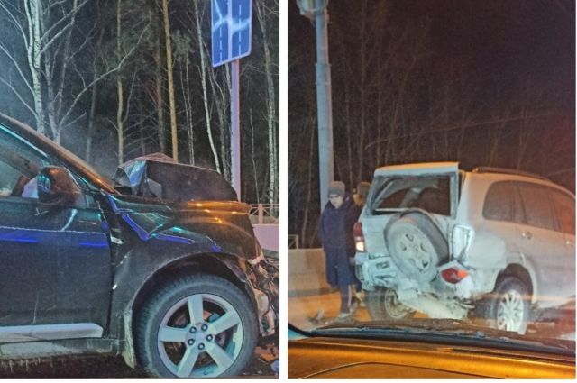 В Новосибирске Mitsubishi врезался в стоявшие на светофоре автомобили