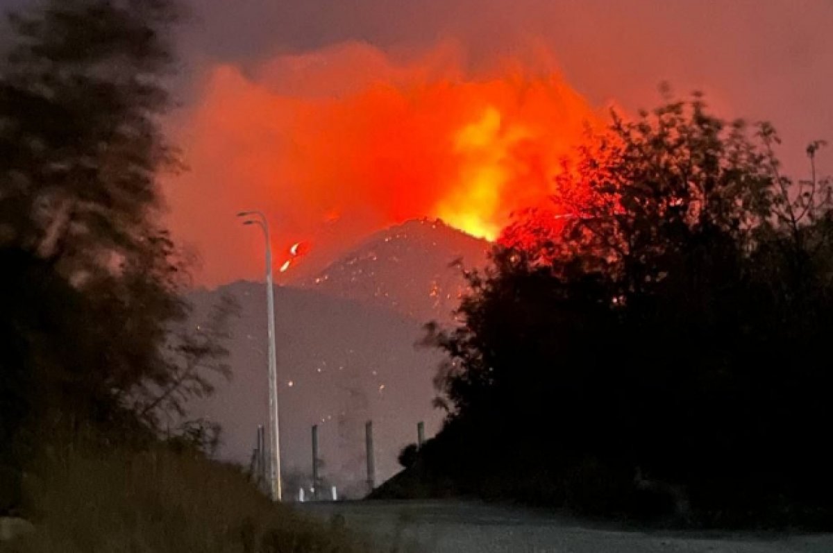 Пожар в Геленджике охватил больше пяти га и добрался до вершины горы