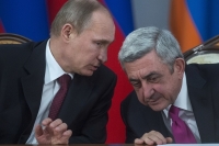 Президенты России и Армении Владимир Путин и Серж Саргсян.