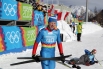 Россиянин Никита Хабаров на финише лыжной гонки на дистанцию 10 километров классическим стилем.
