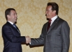 23 июня 2010 г. Президент России Дмитрий Медведев и губернатор Калифорнии Арнольд Шварценеггер (слева направо) во время встречи.