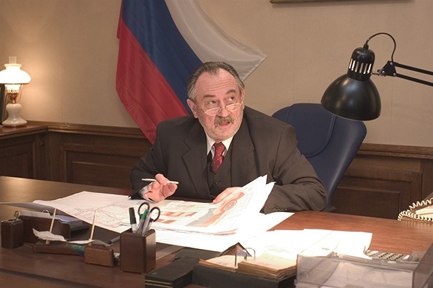 Актер театра и кино Богдан Ступка на съемке фильма "Частный заказ".