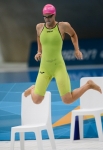 Россиянка Юлия Ефимова в финальном заплыве на 100 м брассом среди женщин на XXX летних Олимпийских играх в Лондоне.
