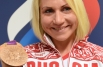 Российская спортсменка Ольга Забелинская, завоевавшая бронзовую медаль в групповой велогонке на 140 км на XXX летних Олимпийских играх 2012 года в Лондоне, после пресс-конференции.