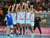Игровой момент в матче предварительного группового раунда женского гандбольного турнира между сборными командами России и Хорватии на XXX Олимпийских играх в Лондоне.