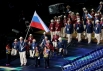 Паралимпийская сборная России на церемонии открытия ХIV летних Паралимпийских игр на Олимпийском стадионе в Лондоне. На первом плане слева - знаменосец Алексей Ашапатов.