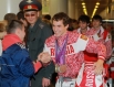 Пловец Денис Тарасов, завоевавший золотую, три серебряных и бронзовую медали во время встречи сборной России с XIV Паралимпийских летних игр 2012 в Международном аэропорту Шереметьево.