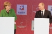 Владимир Путин и   Ангела Меркель на открытии Международной промышленной ярмарки «Ганновер-2013» 