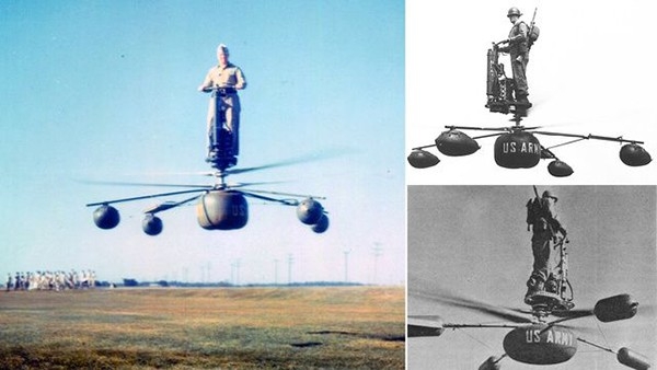De Lackner HZ-1 Aerocycle летающая платформа, предназначенная для перевозки одного солдата (1954). В центре платформы находилась площадка для пилота, пульт управления и несколько приборов. Скорость и направление движения аппарата пилот мог изменять, сме