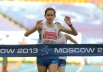 Россиянка Елена Лашманова финиширует в соревнованиях по спортивной ходьбе на дистанции 20 км среди женщин