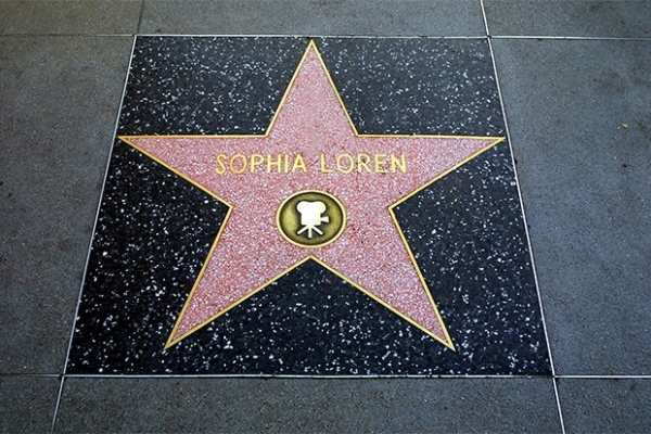 В 2000 году на «Аллее славы» в Голливуде была открыта звезда Софи Лорен, которая за свою карьеру получила три награды Венецианского кинофестиваля, пять «Золотых глобусов», два «Оскара».