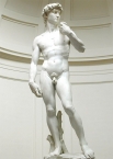 Представленная в сентябре 1504 года пятиметровая мраморная статуя, изображающая Давида, сейчас воспринимается как символ Флорентийской республики и одна из вершин человеческой цивилизации. До Микеланджело художники изображали Давида в момент триумфа после