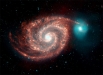 Галактика Водоворот (M 51). Расположена в созвездии Гончие Псы, находящемся на расстоянии 23 миллионов световых лет от Земли. Диаметр галактики составляет около 100 тысяч световых лет. На одном из рукавов галактики расположена галактика-компаньон - NGC 51