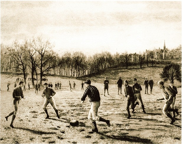 Футбольный матч в одной из старейших британских школ - Хэрроу, 1887 год.