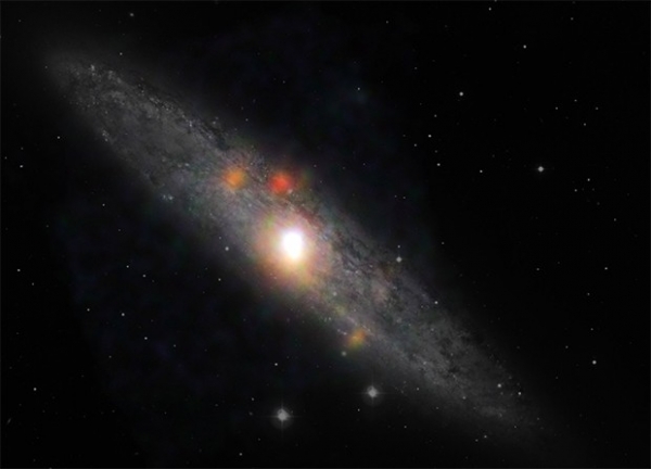 Галактика NGC 253 (галактика Скульптор, Серебряная Монета). Расположена в созвездии Скульптор на расстоянии около 8 миллионов световых лет от Земли. Является самой яркой галактикой в группе Скульптора.  Фотография сделана спектроскопическим телескопом NAS