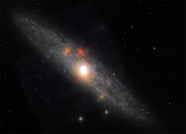 Галактика NGC 253 (галактика Скульптор, Серебряная Монета). Расположена в созвездии Скульптор на расстоянии около 8 миллионов световых лет от Земли. Является самой яркой галактикой в группе Скульптора. Фотография сделана спектроскопическим телескопом NAS