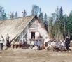 Австро-венгерские военнопленные у барака. Карелия, 1916 год.