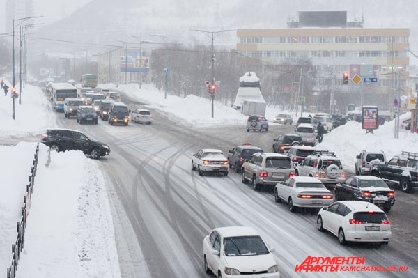 Заторы на дорогах Петропавловска