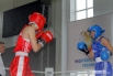 Людмила Шахова (в синем) готовится принять удар от Малики Шахидовой (в красном)