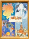 Помимо ёлочных украшений на выставке можно увидеть новогодние открытки советских времён.