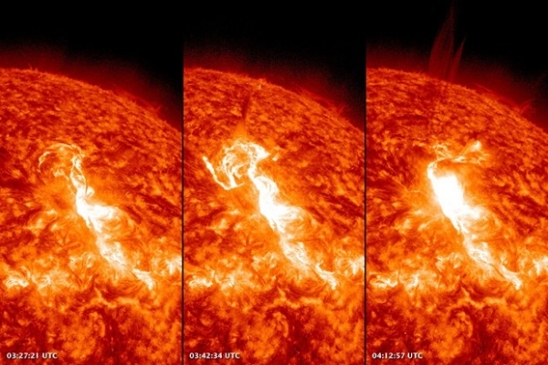 Снимки вспышек на Солнце.