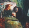 В 23 года Мунк впервые совершил поездку в Париж, где посетил выставку импрессионистов. Под вдохновением от увиденных картин он написал «Больную девочку», в которой нашли отражение его воспоминания о болезни и смерти старшей сестры художника.