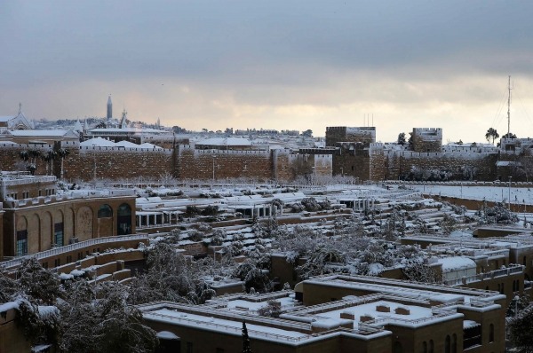 Вид на Иерусалим после снегопада.