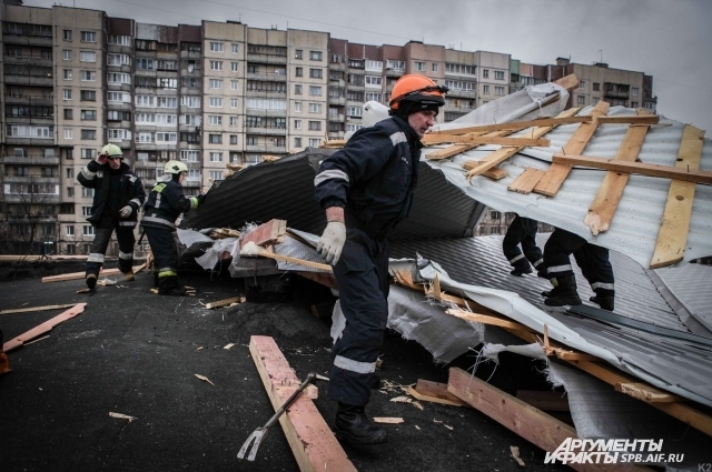 С крыши автосервиса на Балканской ветром сорвало надстроенный ангар