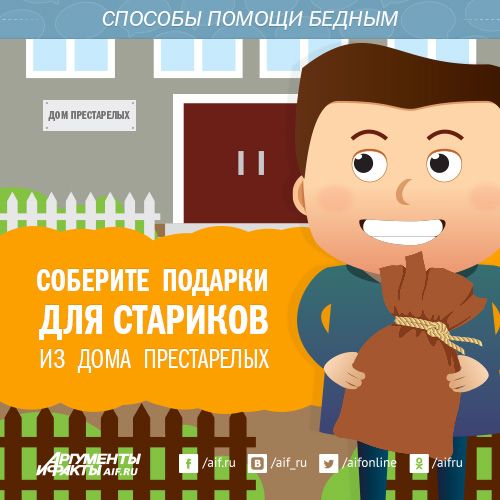 Соберите для пенсионеров, инвалидов или тяжелобольных подарки, купите сладости, одежду или что-нибудь, что посчитаете нужным. Оказать помощь и проявить милосердие вы также можете, купив для них необходимые лекарства.