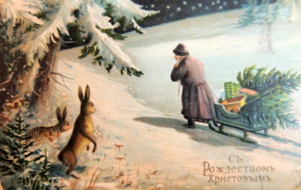 Зимний пейзаж часто изображался на русских открытках.