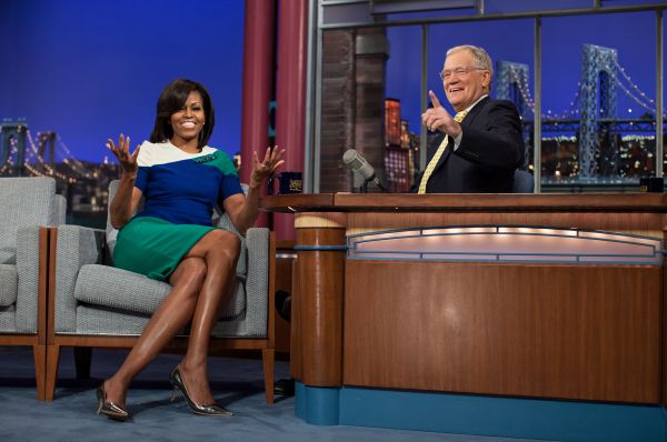 Мишель Обама во время интервью на шоу Дэвида Леттермана, Нью-Йорк, 19 марта 2012 года.