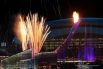 Зажжение чаши Олимпийского огня на Медальной площади 