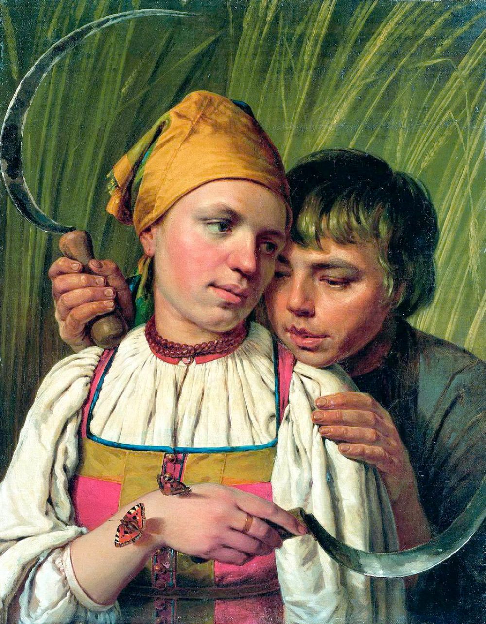Картины, навеянные образами крестьян, получались у Венецианова яркими, насыщенными. Они изображали жизнь в движении. Палитра этих работ разительно отличается от тональности статичных портретов вельмож.