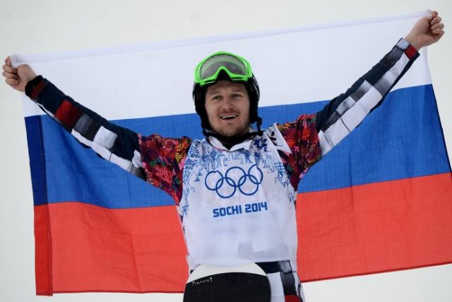 Николай Олюнин после финиша гонки в сноуборд-кроссе.