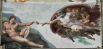 В этой работе Микеланджело воссоздал ключевой библейский сюжет — создание Богом-Отцом, окружённым ангелами, Адама. Композиция сконцентрирована вокруг жеста двух рук, через который передаётся импульс, вселяющий в человека жизненную энергию.