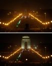  Ворота Индии в Нью-Дели во время и до наступления «Часа Земли».