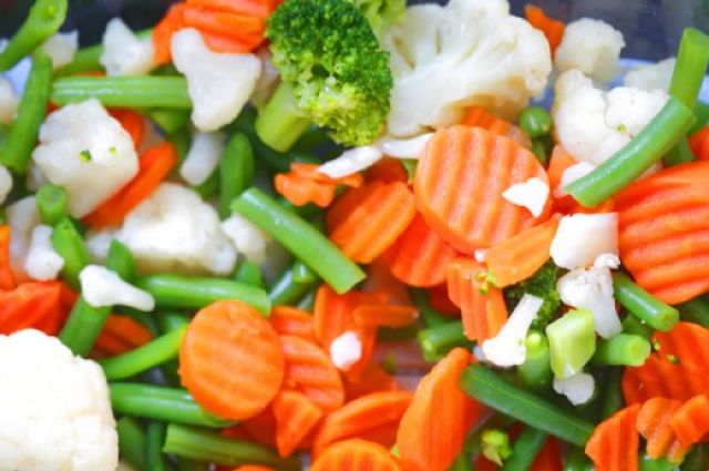 Замороженные овощи на сковороде