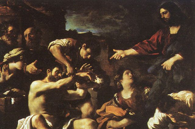 Фрагмент картины Гверчино «Воскрешение Лазаря». 1619 год.