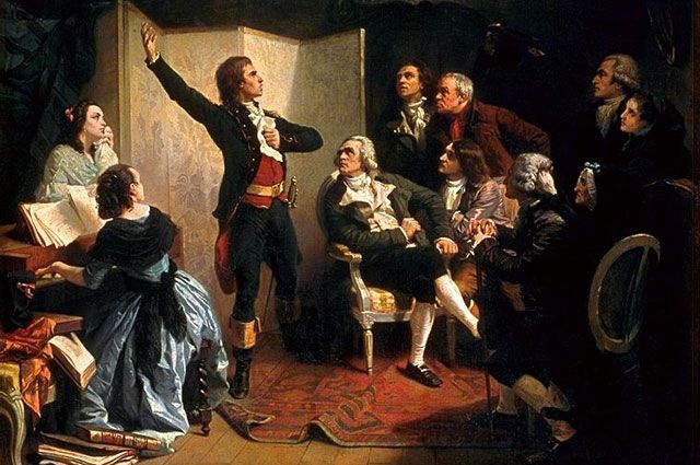 Руже де Лиль впервые исполняет Марсельезу. Картина И. Пильса. 1849 год.