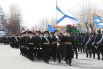 На праздничном марше - подразделения Беломорской военно-морской базы.