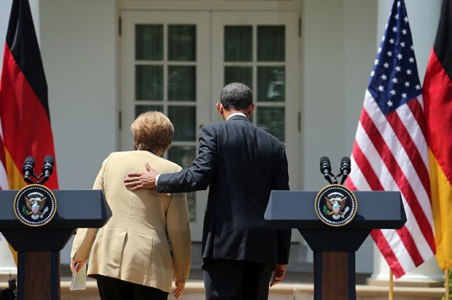 Встреча канцлера Германии Ангелы Меркель с президентом США Бараком Обамой.