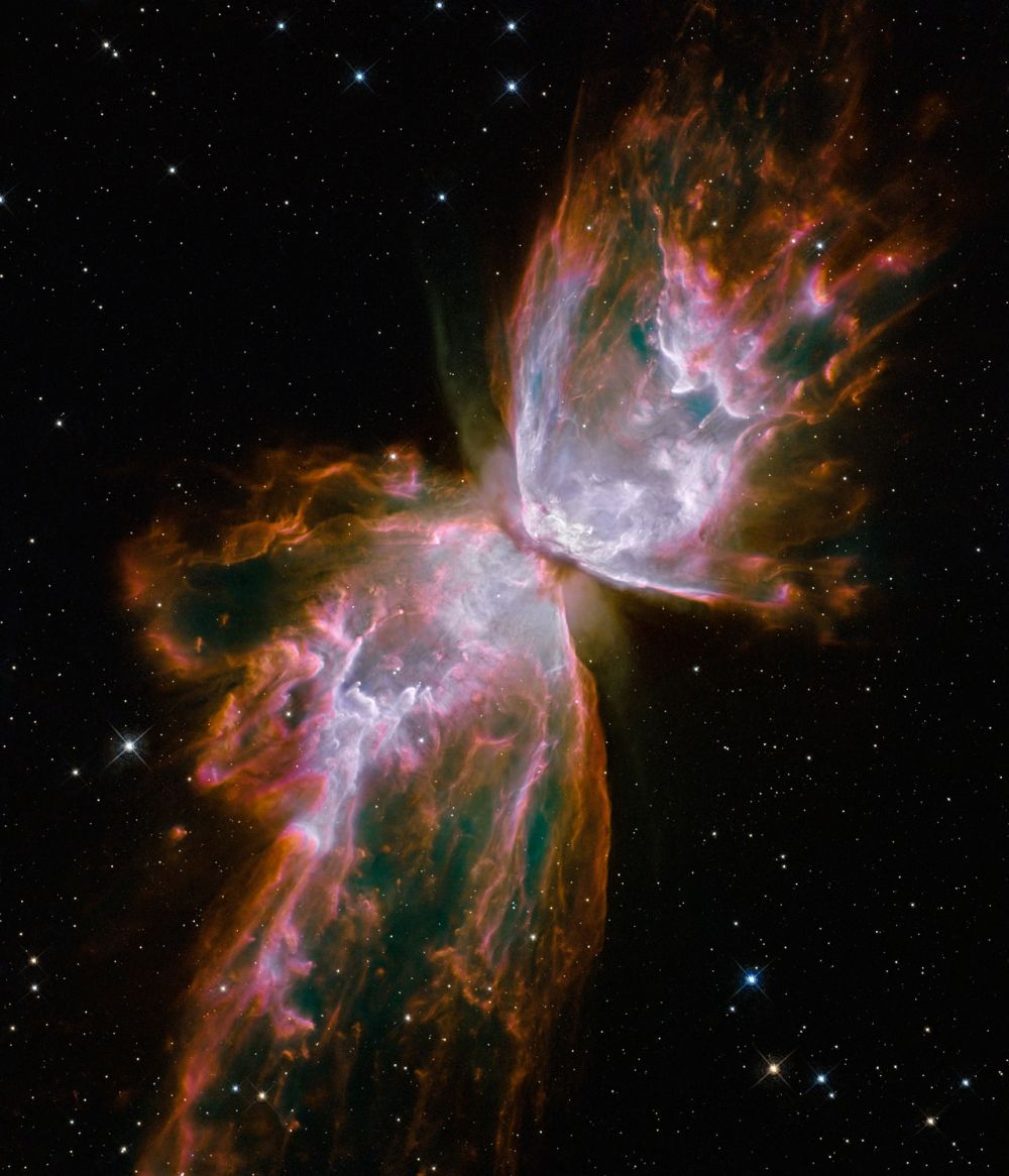 Биполярная планетарная туманность NGC 6302. Это скопление обладает одной из самых сложных структур среди известных туманностей. Центральная звезда туманности была обнаружена лишь в 2009 году, хотя сам объект был известен ещё в 1906 году.