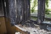 Сгоревшая рама помещения редакции в Измаиле