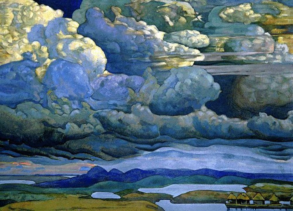 «Небесный бой» Николая Рериха был продан на Christie’s за $ 2,5 млн. Это произведение, написанное художником в 1909 году пастелью и темперными красками, стало одним из первых, в котором Рерих взялся за изображение облаков. По признанию самого художника, «небесное зодчество» занимало его с самого детства, а позднее стало одной из главных тем его творчества.