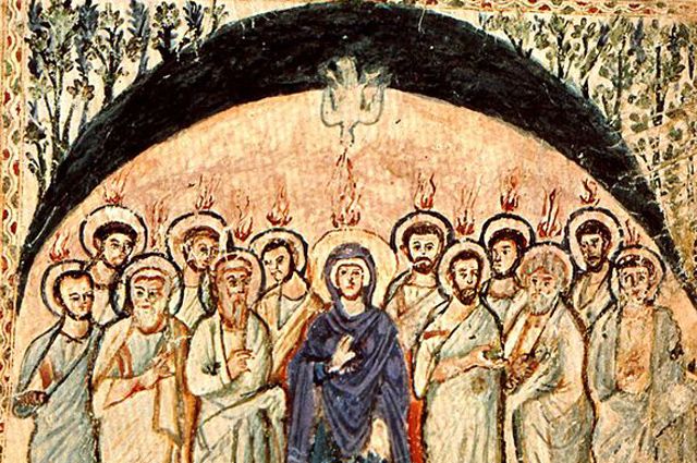 Сошествие Святого Духа (Евангелие Рабулы, VI век).
