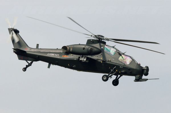 CAIC WZ-10. Китайский ударный вертолет, разработанный с участием российских специалистов, оснащенный американскими двигателями. Принят на вооружение НОАК в феврале 2011 года. Всего ВВС Китая насчитывает более 10 таких машин.