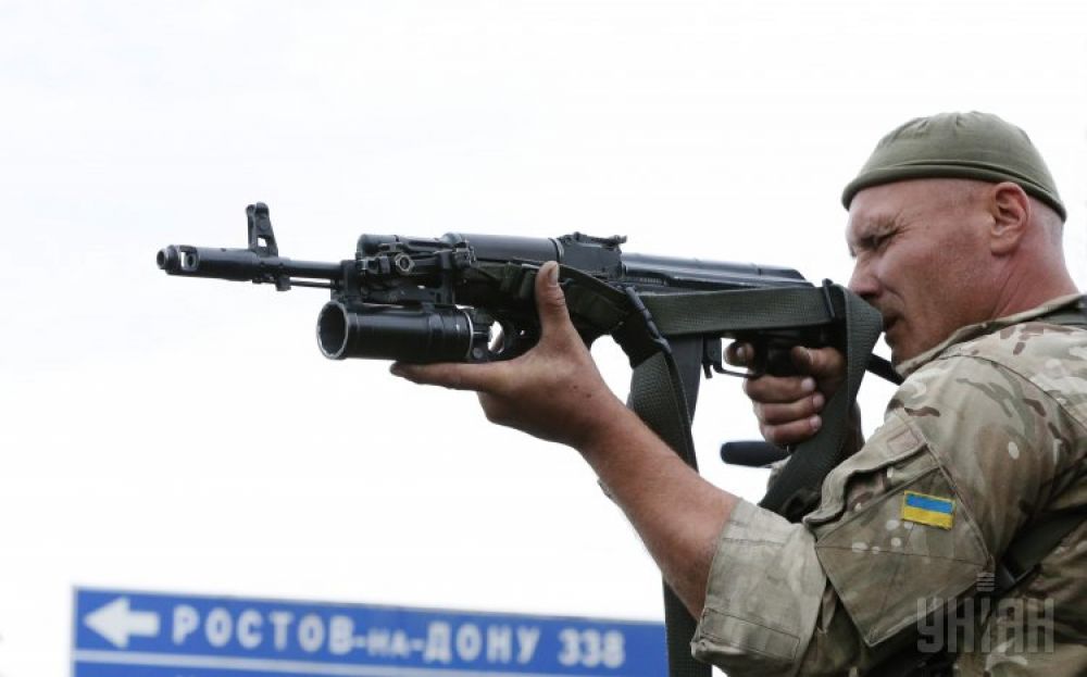Десантник на одном из блокпостов