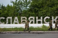 На въезде в освобожденный Славянск