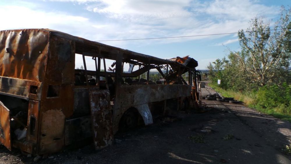 Сожженный пассажирский автобус