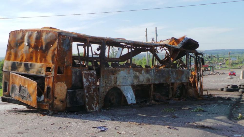 Сожженный пассажирский автобус